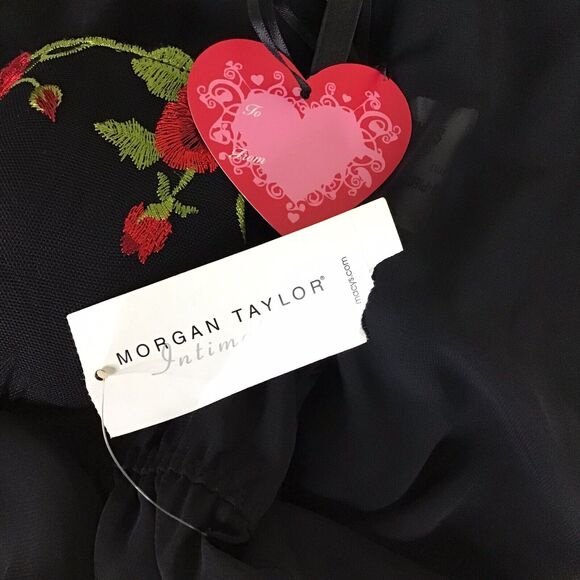 Morgan Taylor Women Vtg Sexy Black Sheer Babydoll nightgown & Thong  Sz. Sm NWT - Picture 8 of 10